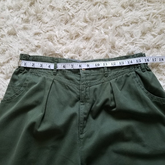 Vintage olive green pleaded front trouser pants - Picture 3 of 12